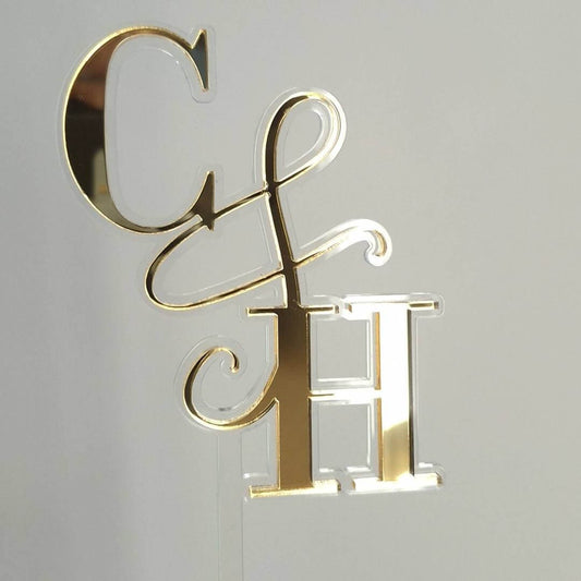 Gold decorative initials 'C' and 'H' on a gray background