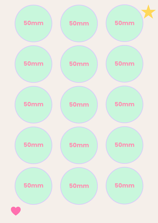 Grid of 50mm cupcake decorating circles.