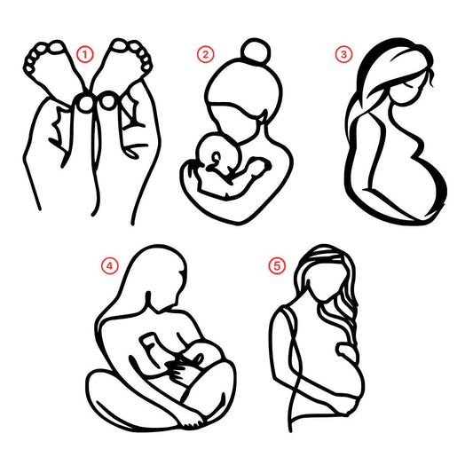 Line Art Cake Plaque options for pregnancy.